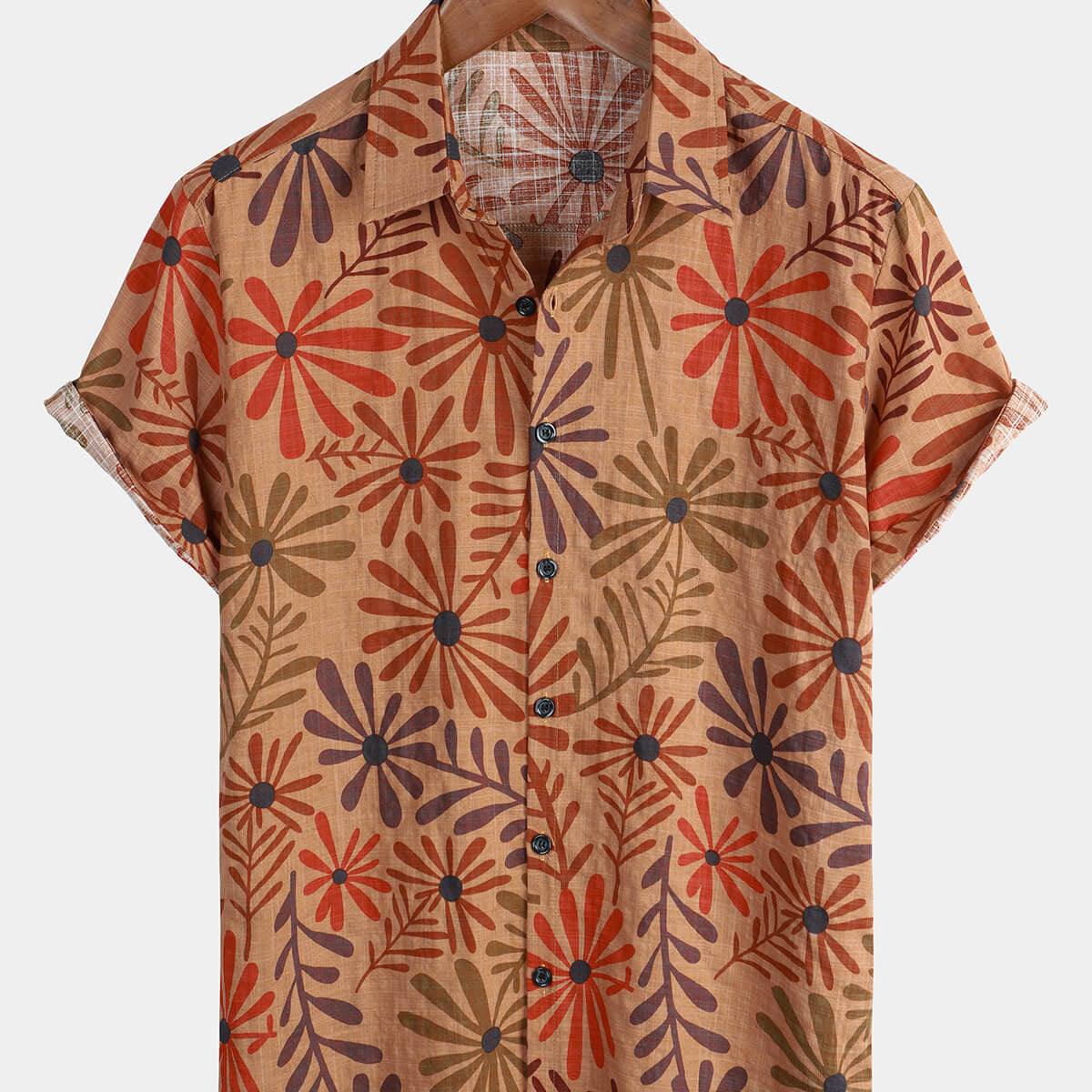 Men's Beach Floral Hawaiian Button Up Summer Shirt