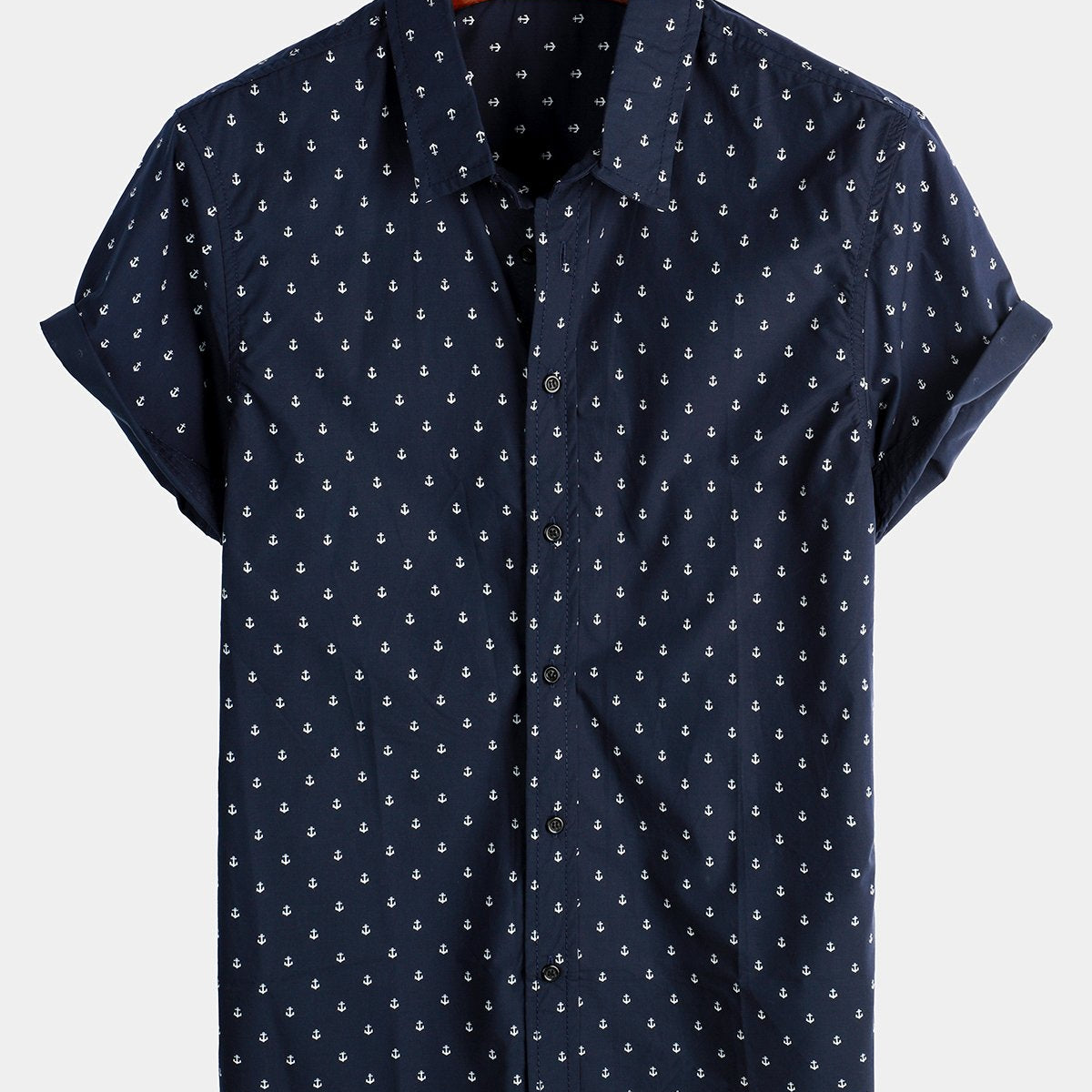 Men's Navy Blue Casual Short Sleeve Print Shirt