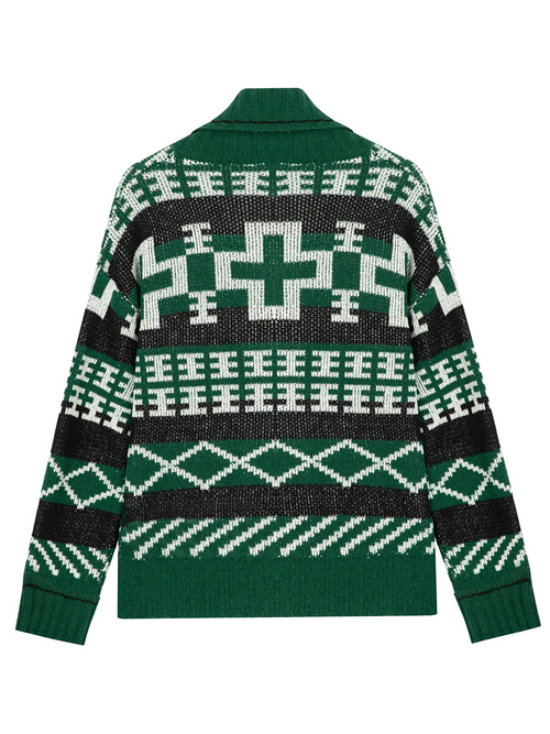 Men's Long Sleeve Green Vintage Cardigan Sweater