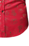 Men's Christmas Gold Print Holiday Party Button Up Short Sleeve Shirt