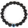 Devil's Eye Black Glass Shiny Bead Bracelet