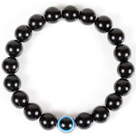 Devil's Eye Black Glass Shiny Bead Bracelet
