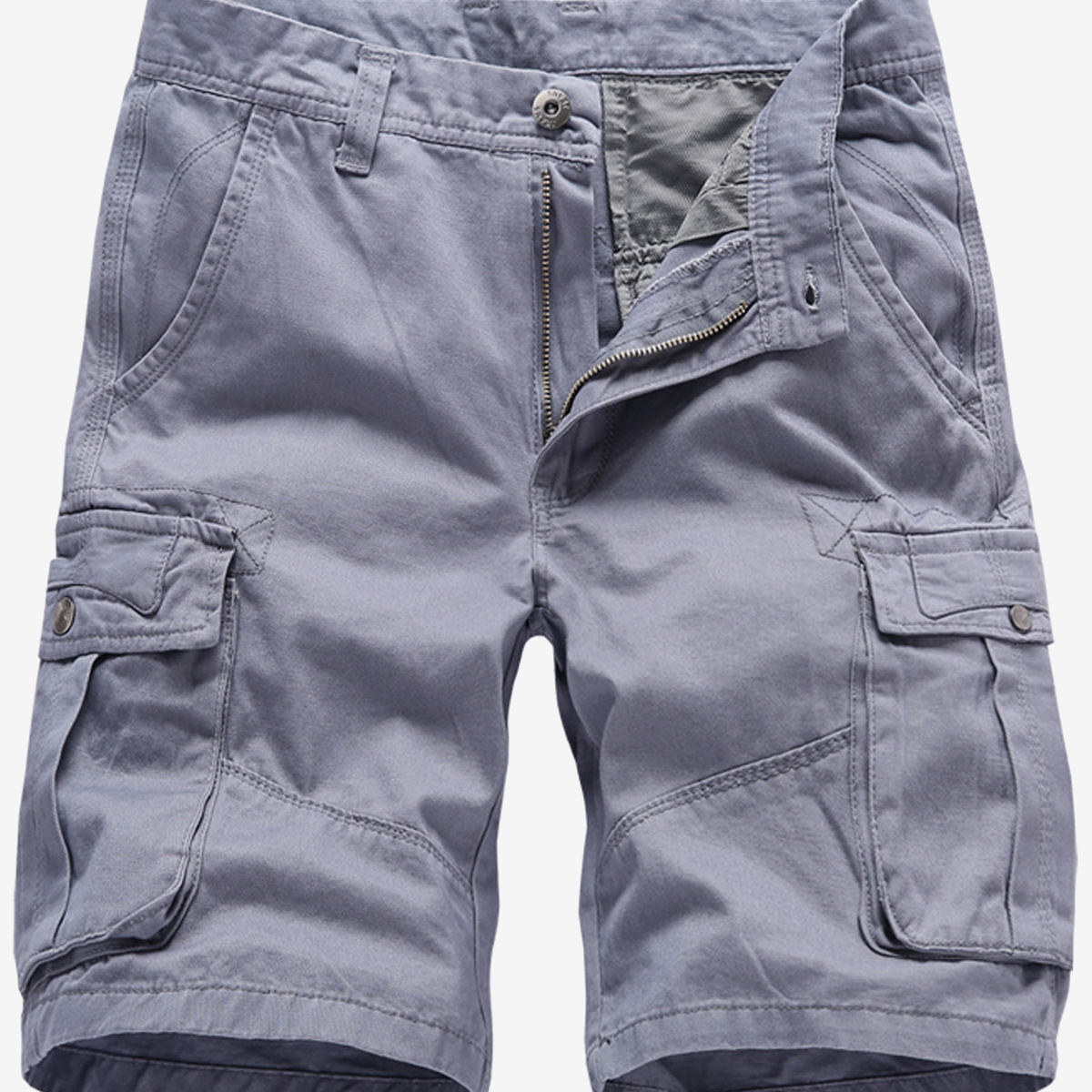 Men's Solid Color Multi-pocket Breathable Cotton Resort Outdoor Casual Cargo Shorts