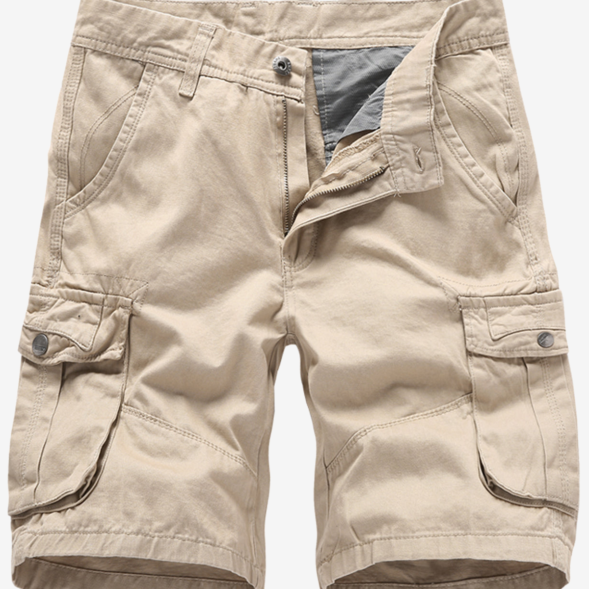 Men's Solid Color Multi-pocket Breathable Cotton Resort Outdoor Casual Cargo Shorts