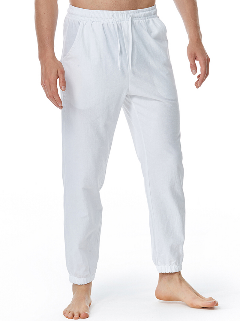 Men's Casual Solid Color Breathable Cotton Pants