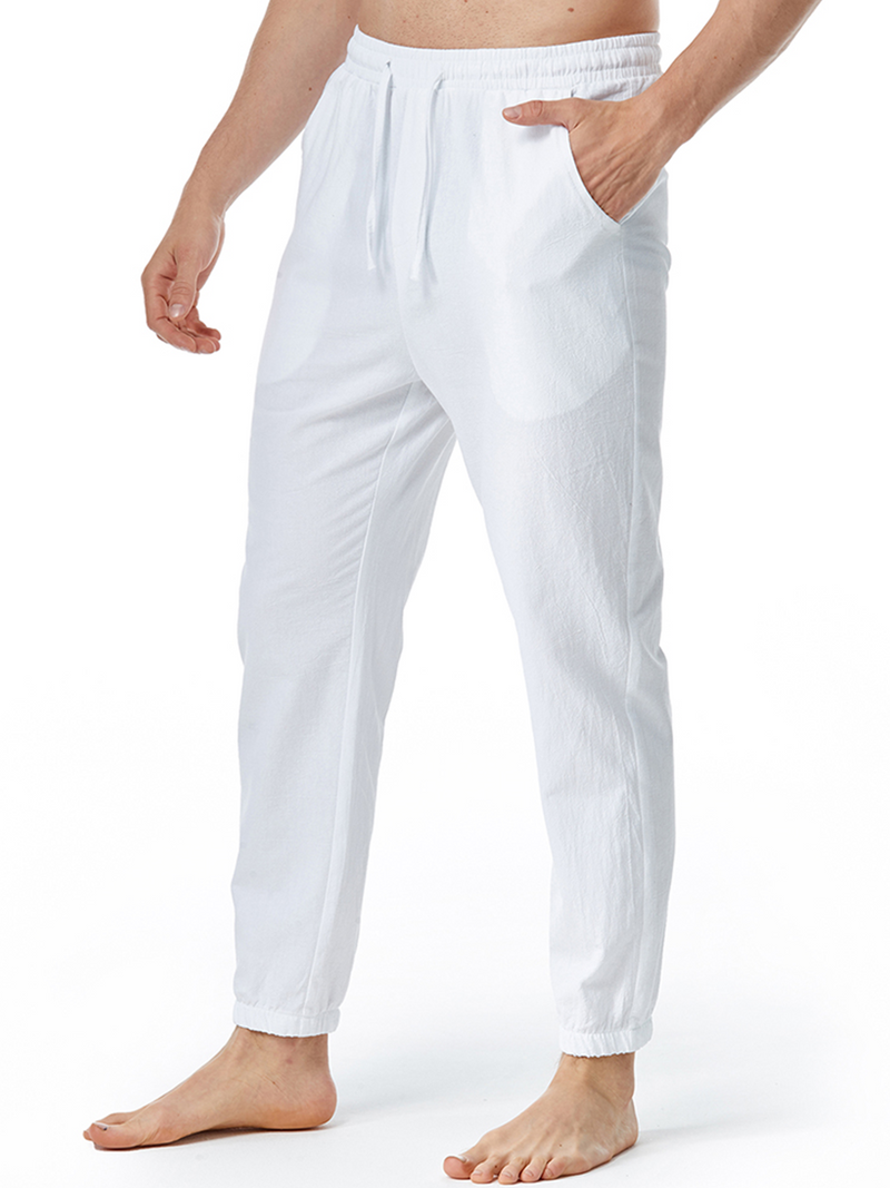 Men's Casual Solid Color Breathable Cotton Pants
