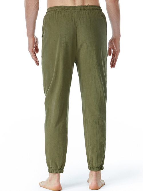 Men's Casual Solid Color Breathable Cotton Pants