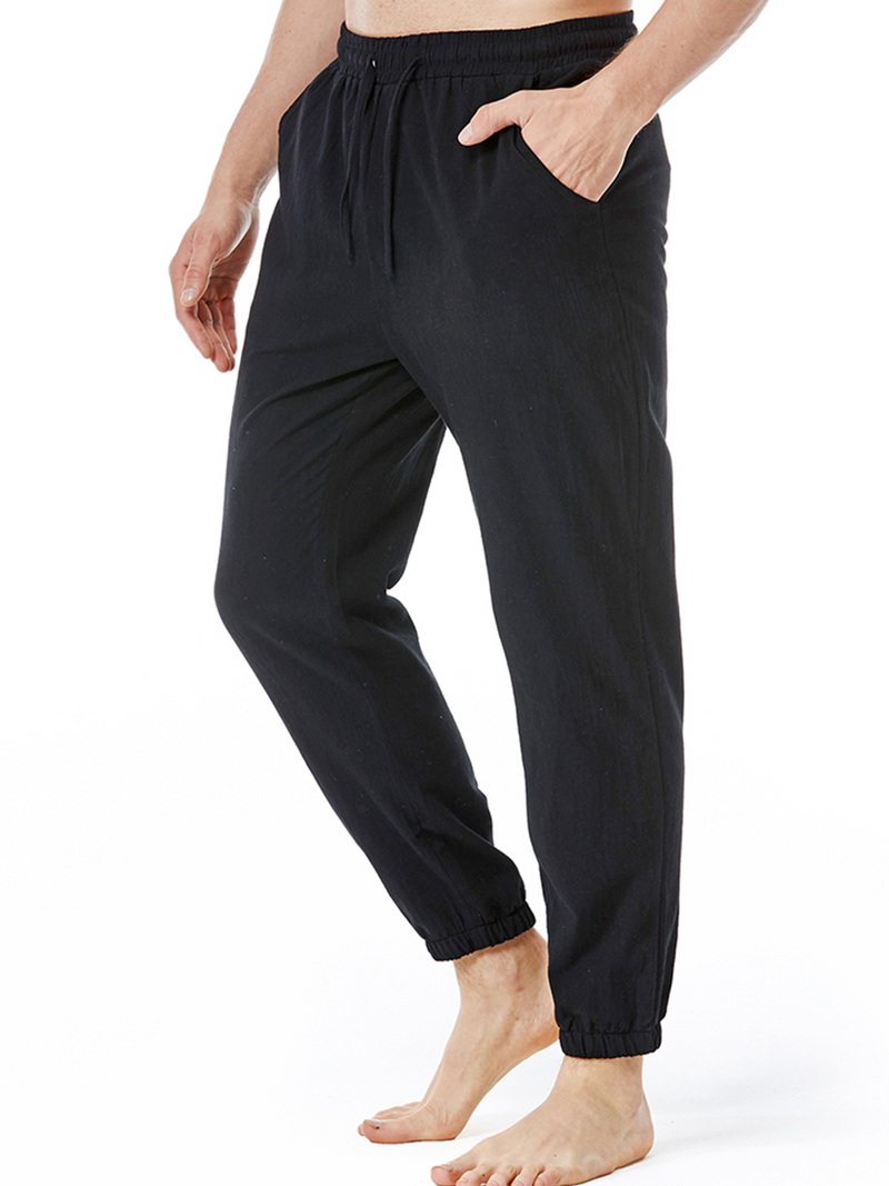 Men's Casual Solid Color Breathable Cotton Pants