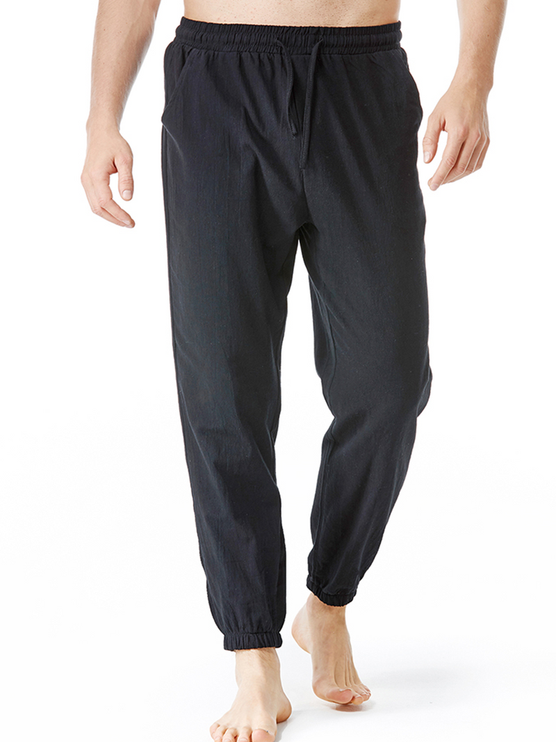 Men's Casual Solid Color Breathable Cotton Pants