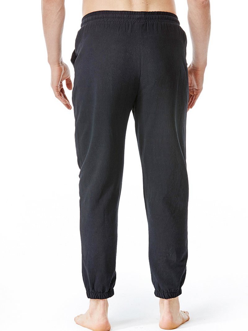 Men's Casual Solid Color Breathable Cotton Pants