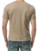 Men's Solid Color Casual Breathable Button Up Short Sleeve T-Shirt