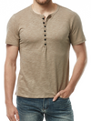 Men's Solid Color Casual Breathable Button Up Short Sleeve T-Shirt