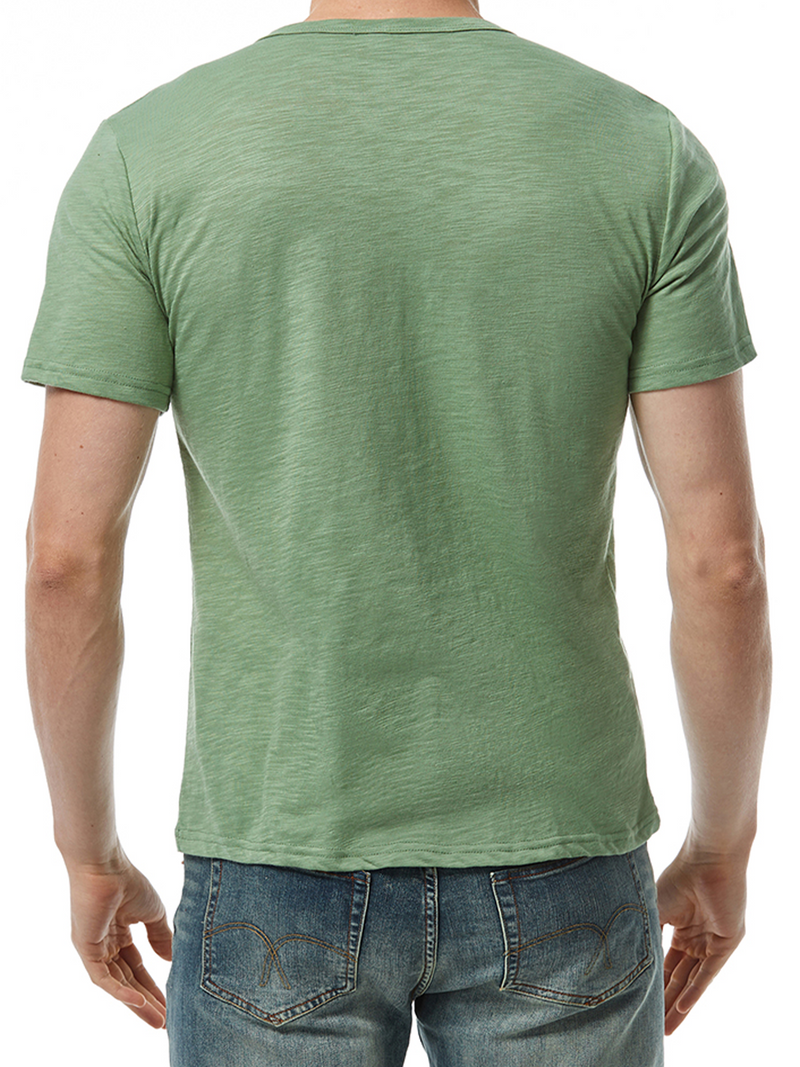 Men's Button Up Solid Color Casual Breathable Short Sleeve T-Shirt