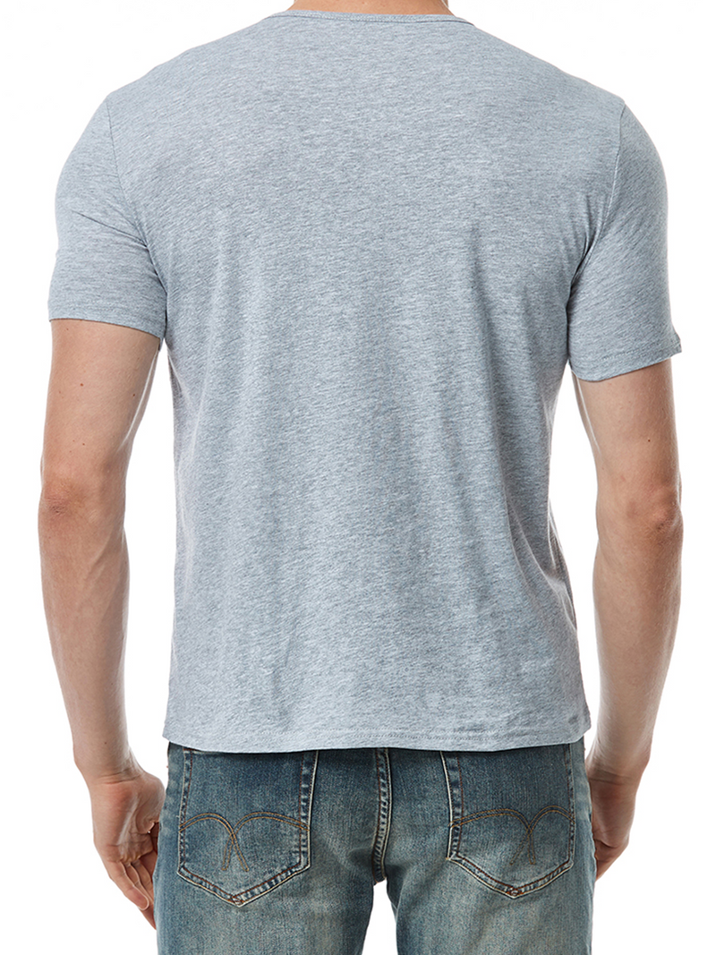 Men's V-Neck Cotton Casual Solid Color Short Sleeve T-Shirt