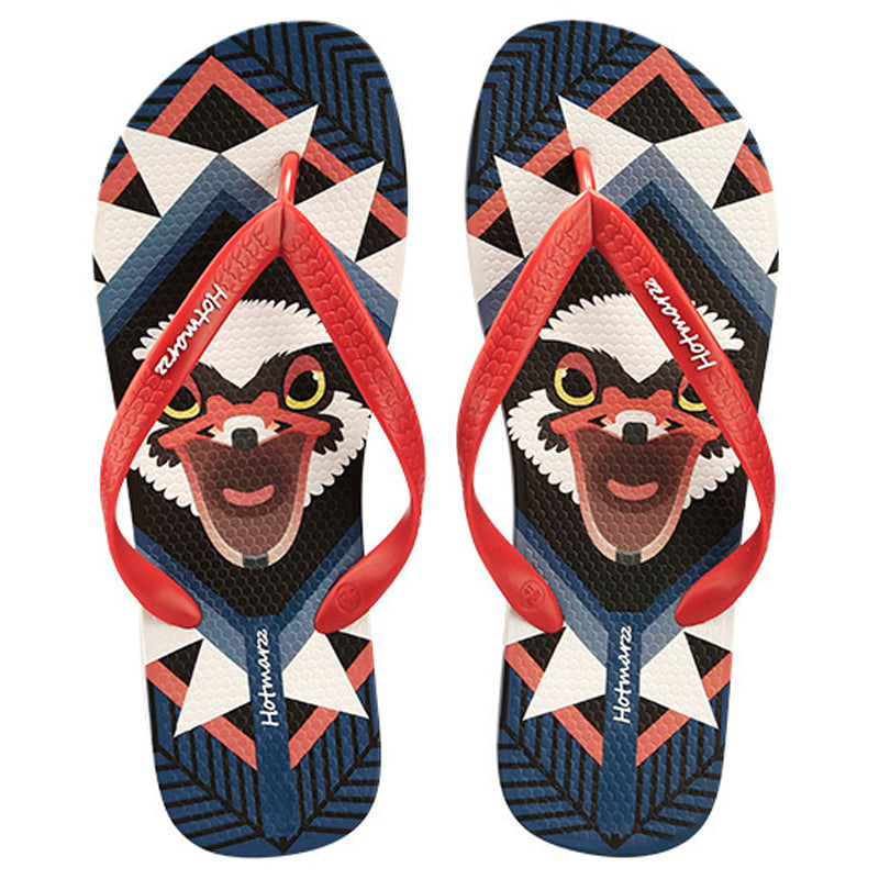 Men's Funny Animal Ostrich Print Summer Beach Red Flip Flops