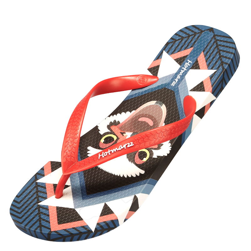 Men's Funny Animal Ostrich Print Summer Beach Red Flip Flops