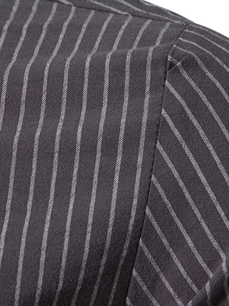 Men's Cotton Vertical Striped Henley Collar Long Sleeve Shirt