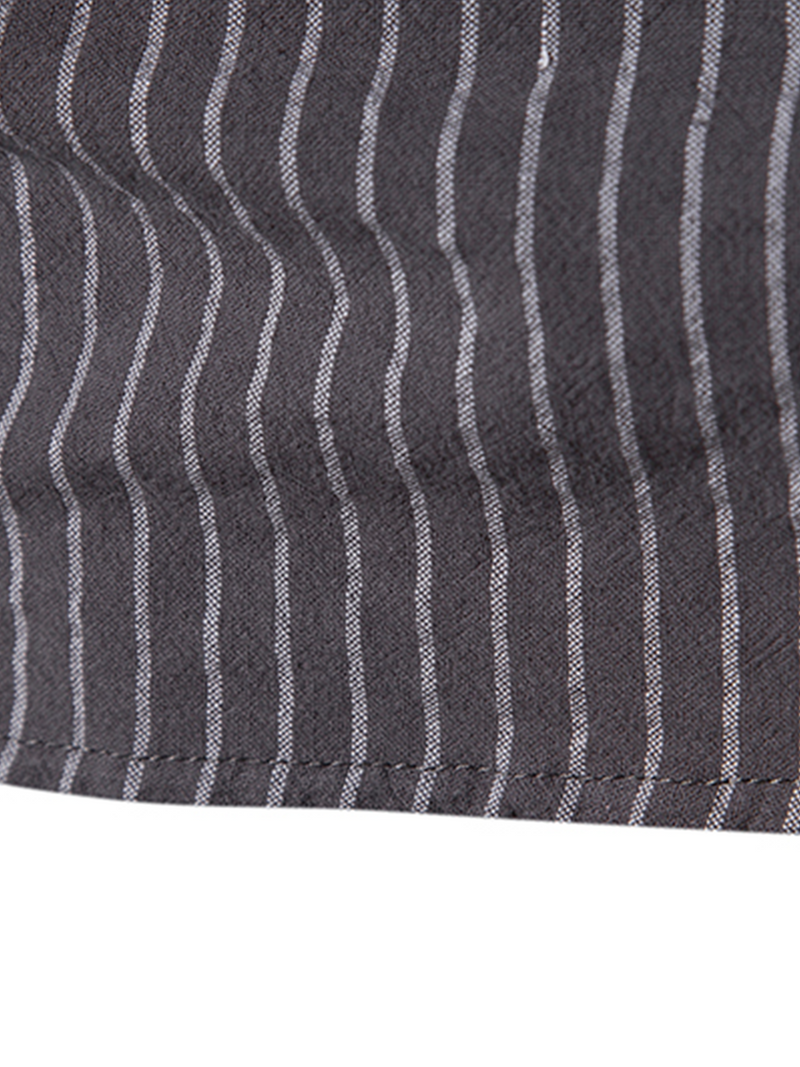Men's Cotton Vertical Striped Henley Collar Long Sleeve Shirt