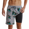 Men's Parrot Print Grey Quick Dry Beach Trunks Swim Trunks