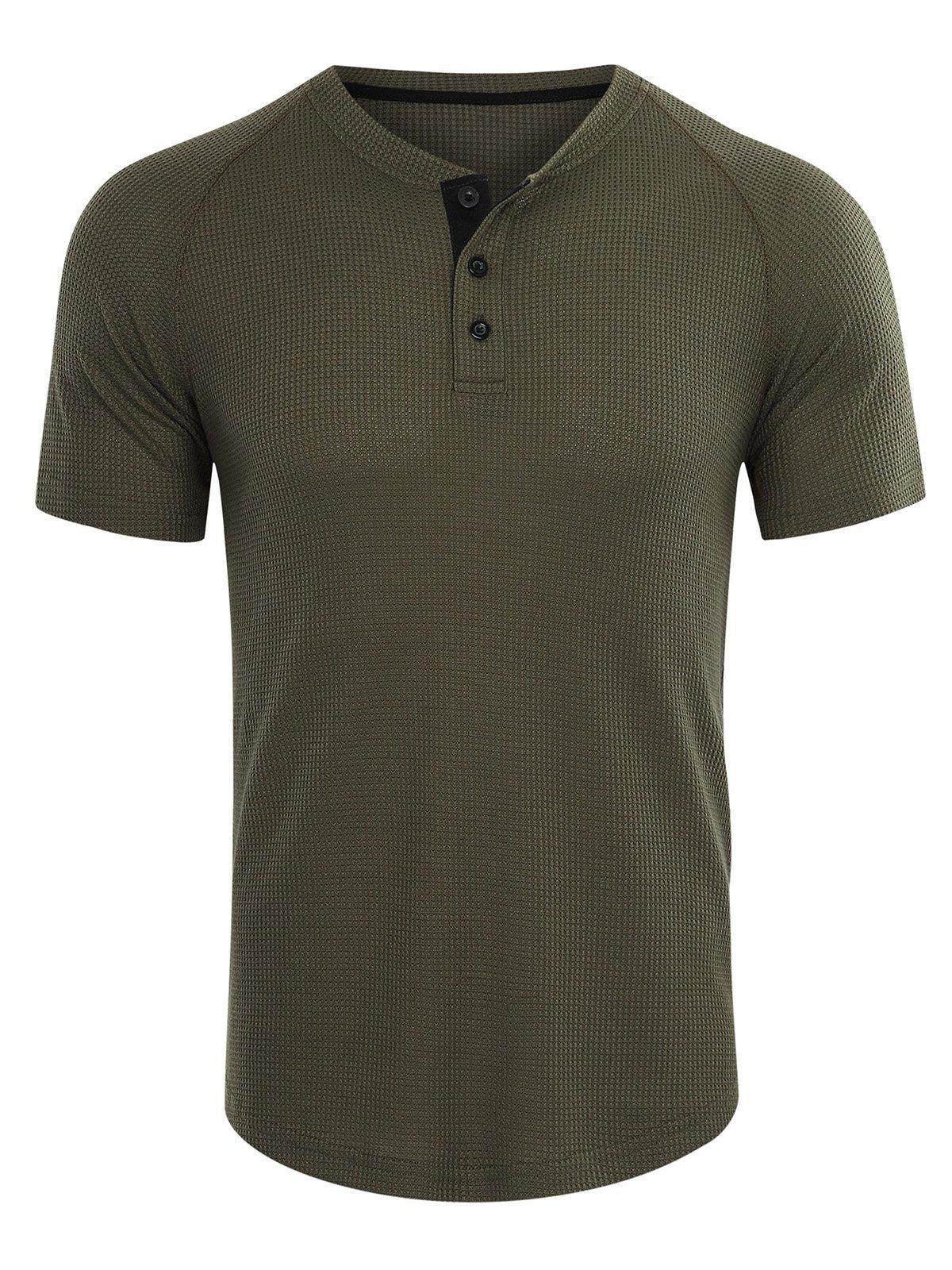 Men's Casual Solid Color Short Sleeve Henley T-shirt