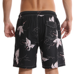 Men's Casual Crane Print Quick Dry Beach Trunks Swimming Trunks