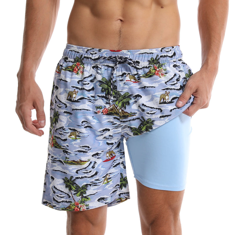 Men's Island Palm Tree Quick Dry Beach Trunks Swim Trunks