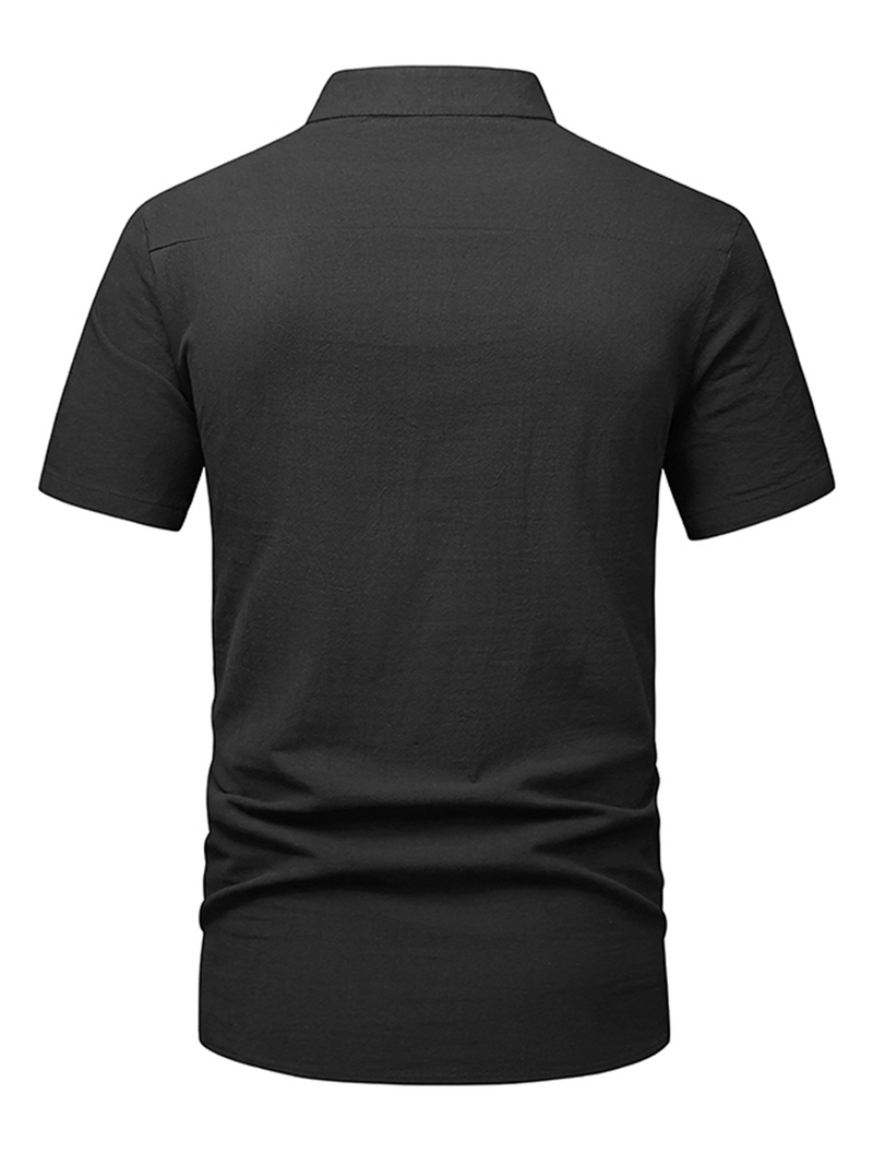 Men's Cotton Casual Pocket Beach Summer Short Sleeve Button Shirt