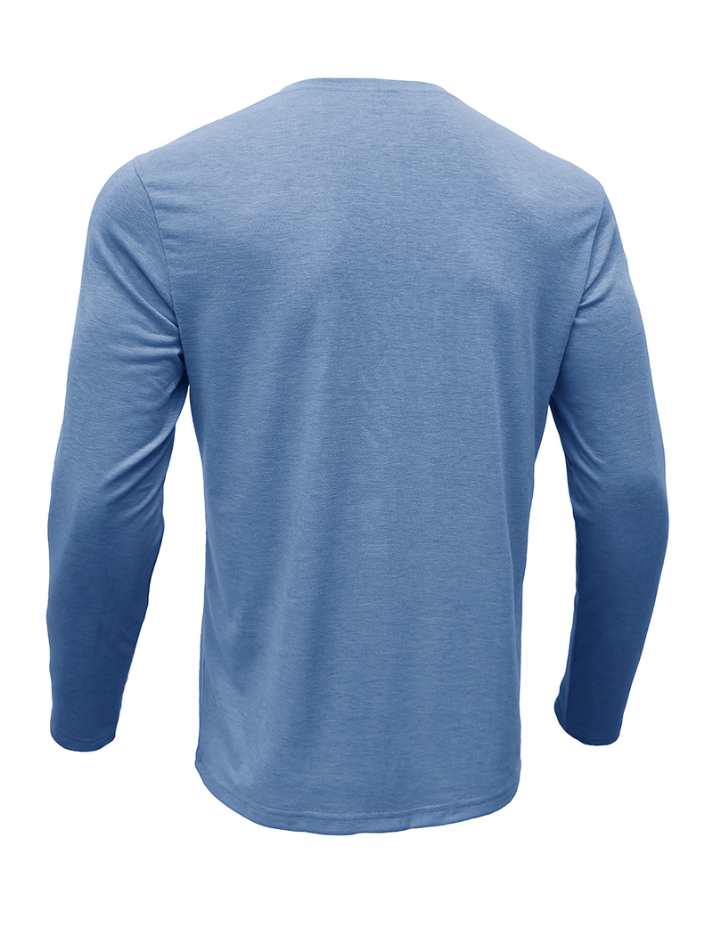 Men's Solid Color Cotton Casual Henry Collar Pocket Long Sleeve T-Shirt