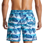 Men's Tropical Leaves And Striped Quick Dry Beach Shorts Swimming Trunks
