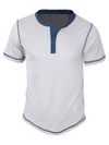 Men's Vintage Solid Color Henley Collar Casual Short Sleeve T-Shirt