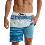 Men's Seaside Striped Print Quick Dry Beach Trunks Swimming Trunks