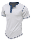Men's Vintage Solid Color Henley Collar Casual Short Sleeve T-Shirt