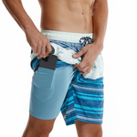 Men's Seaside Striped Print Quick Dry Beach Trunks Swimming Trunks