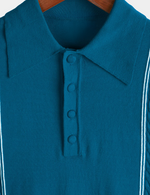 Men's Knit Casual Vintage Short Sleeve Striped Golf Polo Shirt