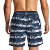 Men's Tropical Leaves And Striped Quick Dry Beach Shorts Swimming Trunks