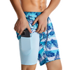 Men's Tropical Leaves And Striped Quick Dry Beach Shorts Swimming Trunks