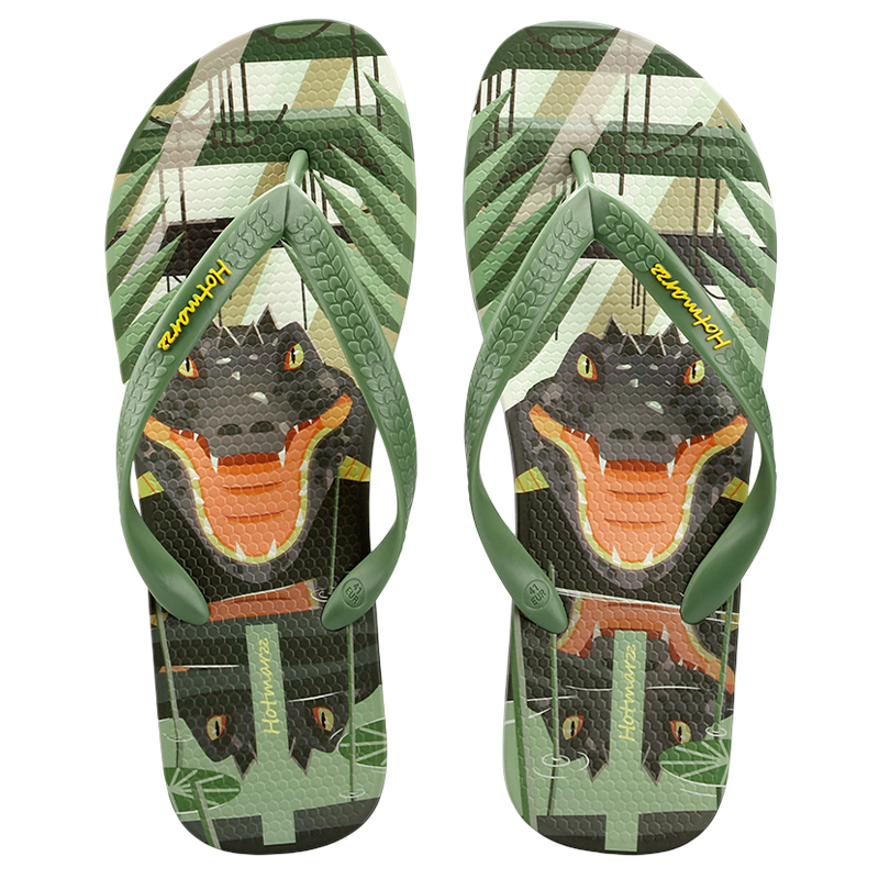 Men's Funny Crocodile Print Holiday Animal Flip Flops