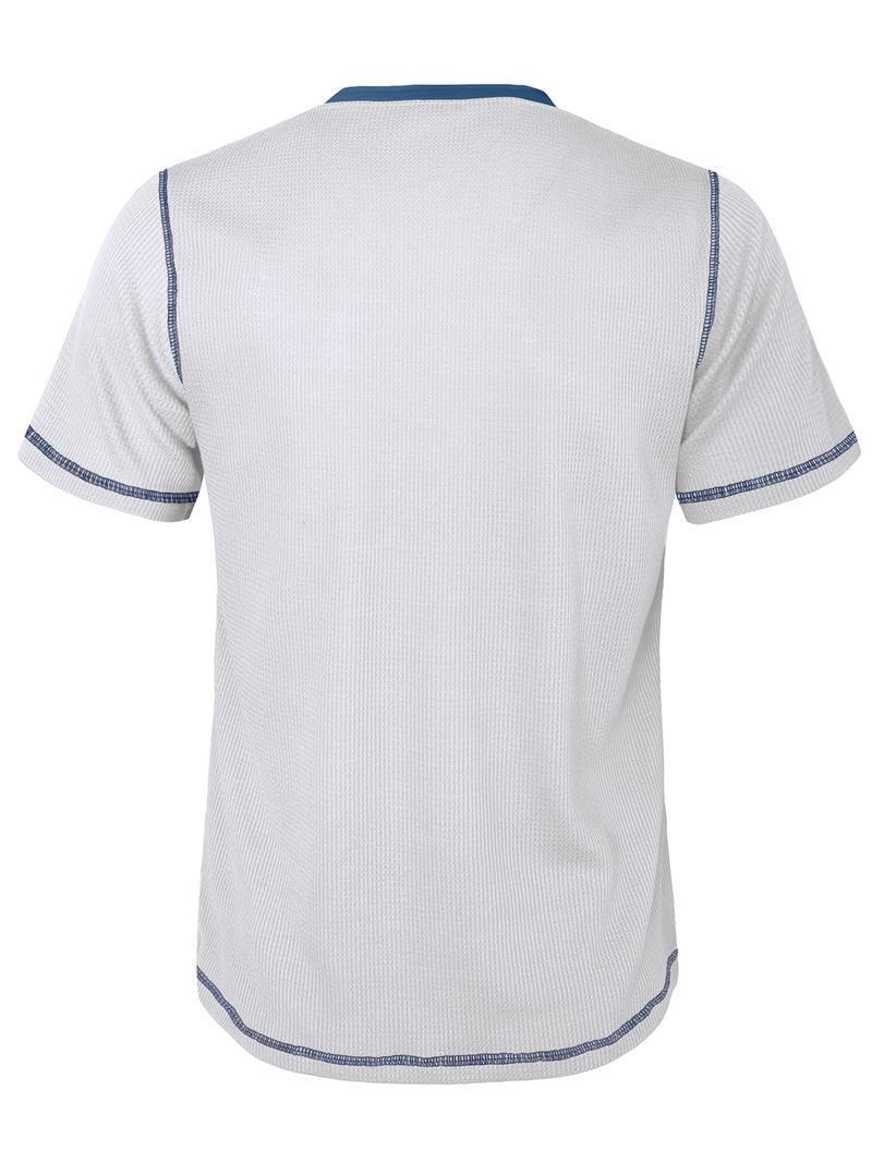Men's Vintage Solid Color Henley Collar Casual Short Sleeve T-Shirt