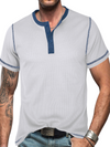 Men's Vintage Solid Color Henley Collar Casual Short Sleeve T-Shirt