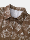 Men's Casual Vintage Floral Print Vacation Button Up Short Sleeve Shirt