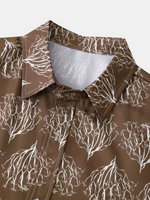 Men's Casual Vintage Floral Print Vacation Button Up Short Sleeve Shirt