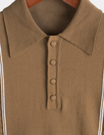 Men's Casual Vintage Knit Short Sleeve Striped Golf Polo Shirt