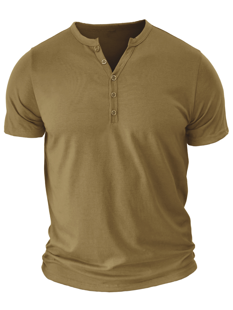 Men's V Neck Breathable Solid Color Casual Cotton Short Sleeve T-Shirt
