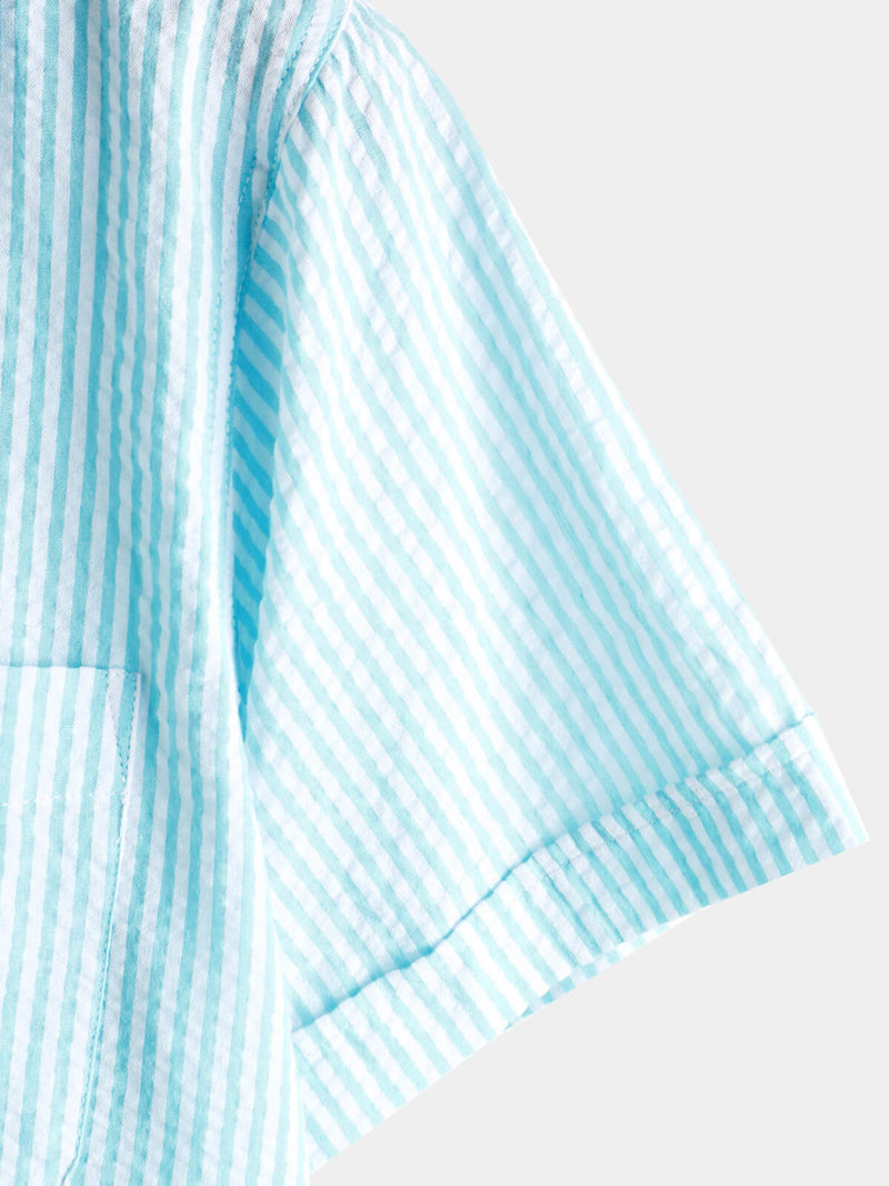 Men's Button Up Casual 100% Cotton Summer Pocket Short Sleeve Shirt