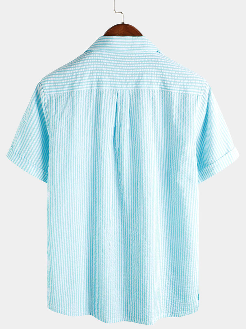 Men's Button Up Casual 100% Cotton Summer Pocket Short Sleeve Shirt