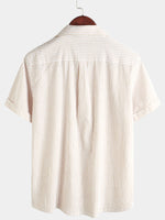 Men's Button Up Casual 100% Cotton Summer Pocket Short Sleeve Shirt