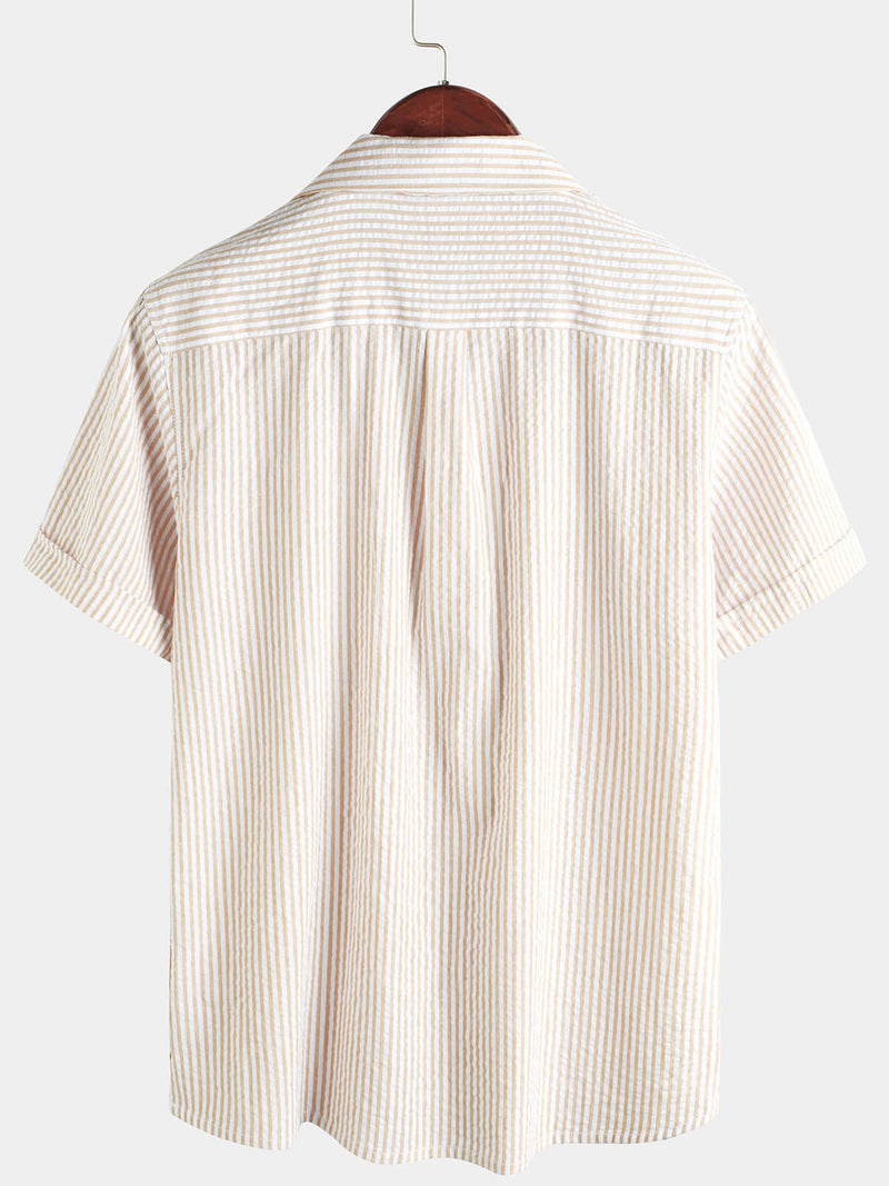 Men's Button Up Casual 100% Cotton Summer Pocket Short Sleeve Shirt