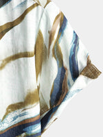 Men's Abstract Graphic Print Cotton Summer Short Sleeve Button Up Shirt