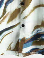Men's Abstract Graphic Print Cotton Summer Short Sleeve Button Up Shirt