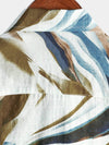 Men's Abstract Graphic Print Cotton Summer Short Sleeve Button Up Shirt